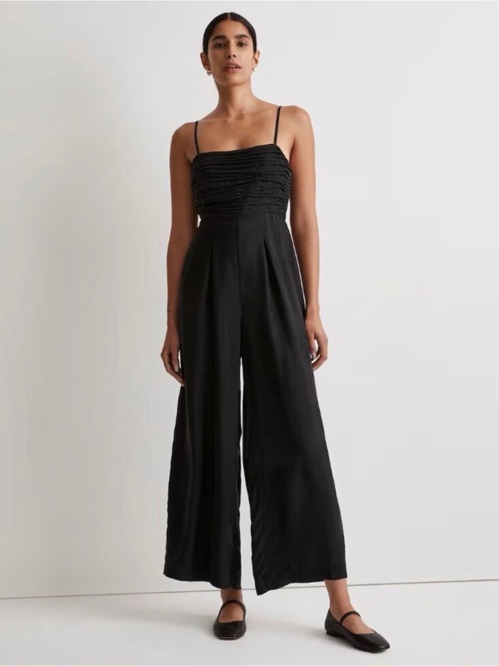 Madewell Ruched Crop Straight-Leg Jumpsuit Women's Size 2 in Black